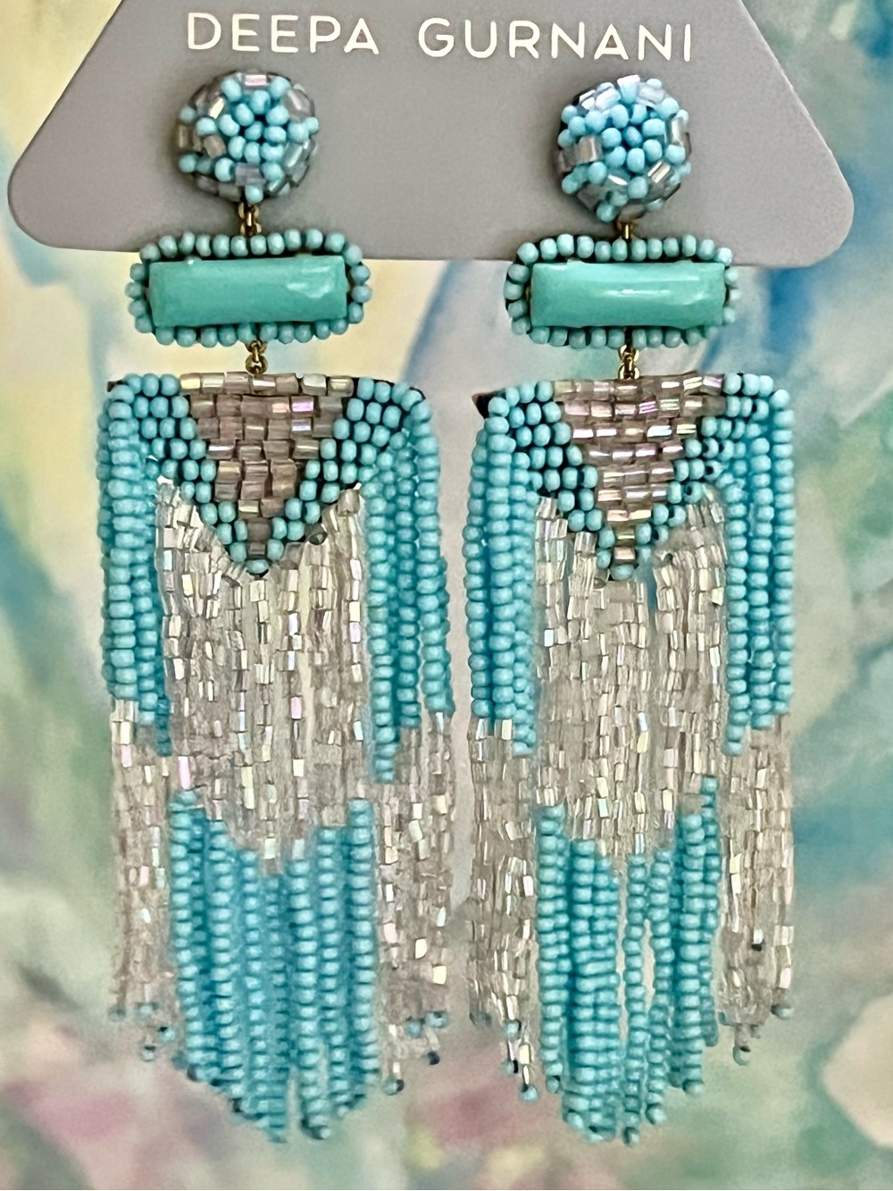 NWT Deepa Gurnani Beaded Fringe Chandeliers - Picture 8 of 17